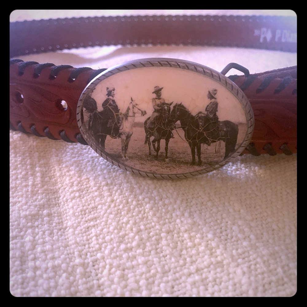 Urge to Adorn vintage photo tooled leather belt